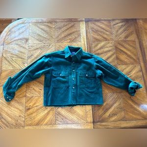 Vintage Five Brother Flannel Shirt Button Up Green Long Sleeve Cropped W/ Tags